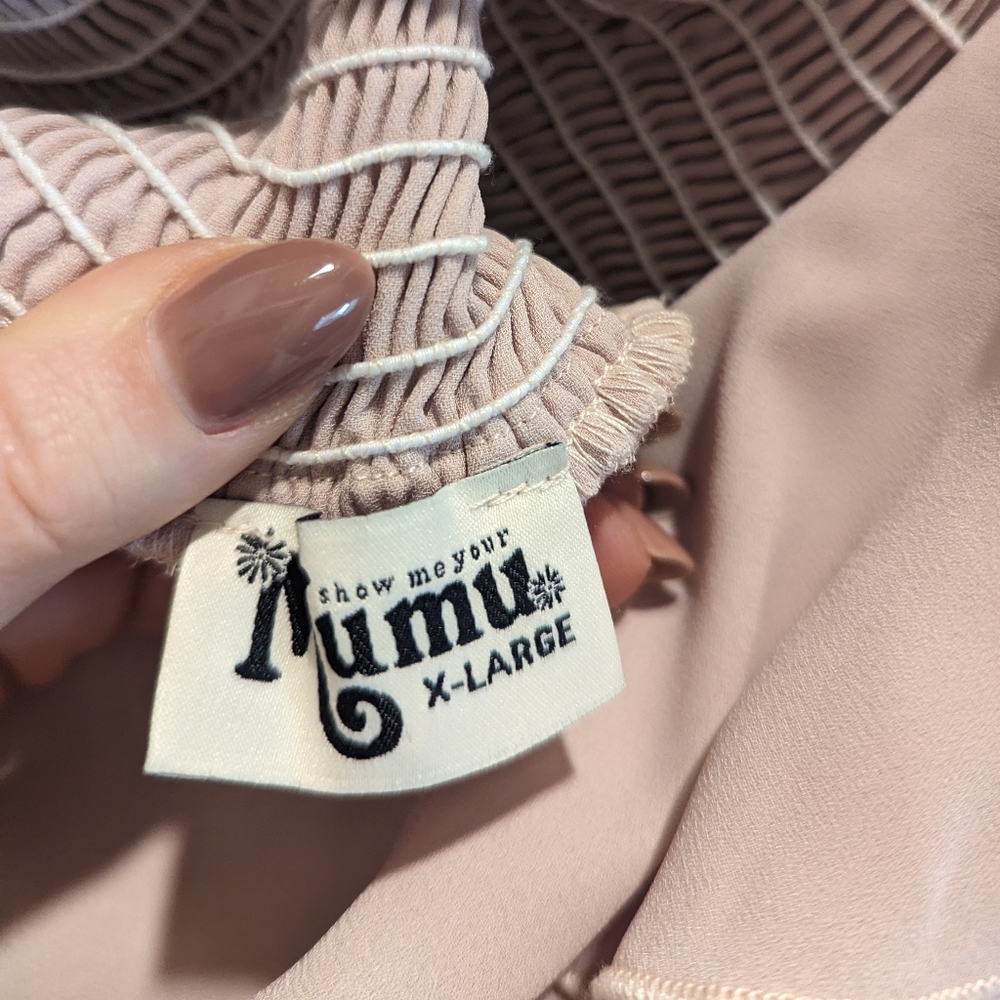 Emma Ruffle Maxi Dress ~ Dusty Blush Crisp Size XL - Picture 8 of 10